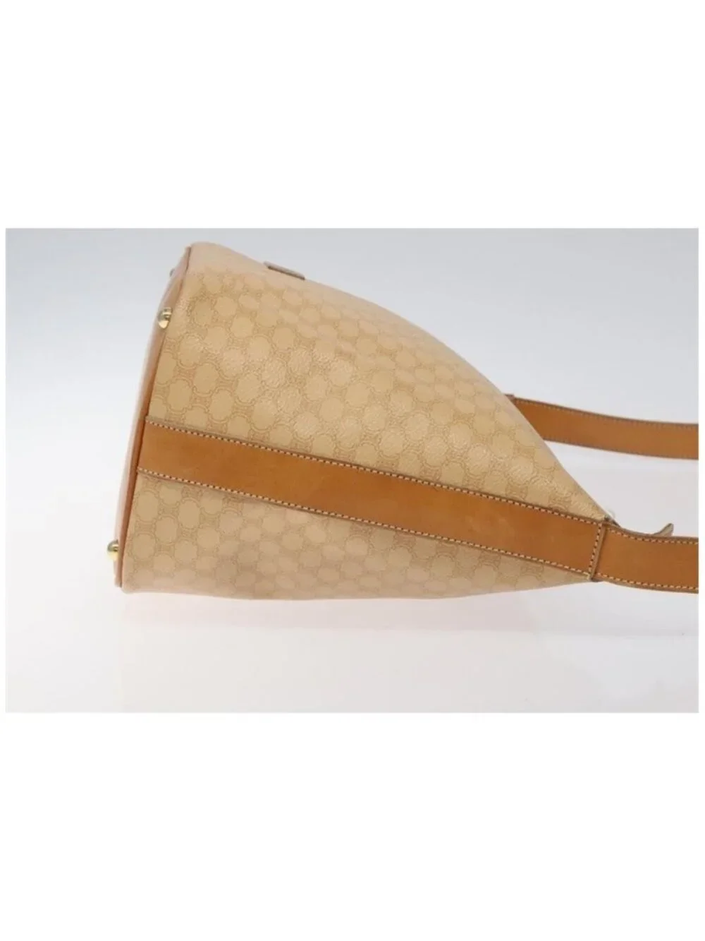 Authentic CELINE Macadam Canvas Shoulder Bag PVC Leather Beige Gold - Picture 11 of 16